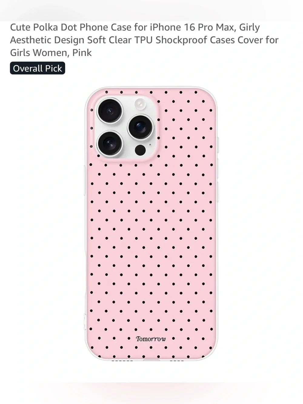 Pink Polka Dot Phone Case for iPhone 16 Pro Max Pink NEW